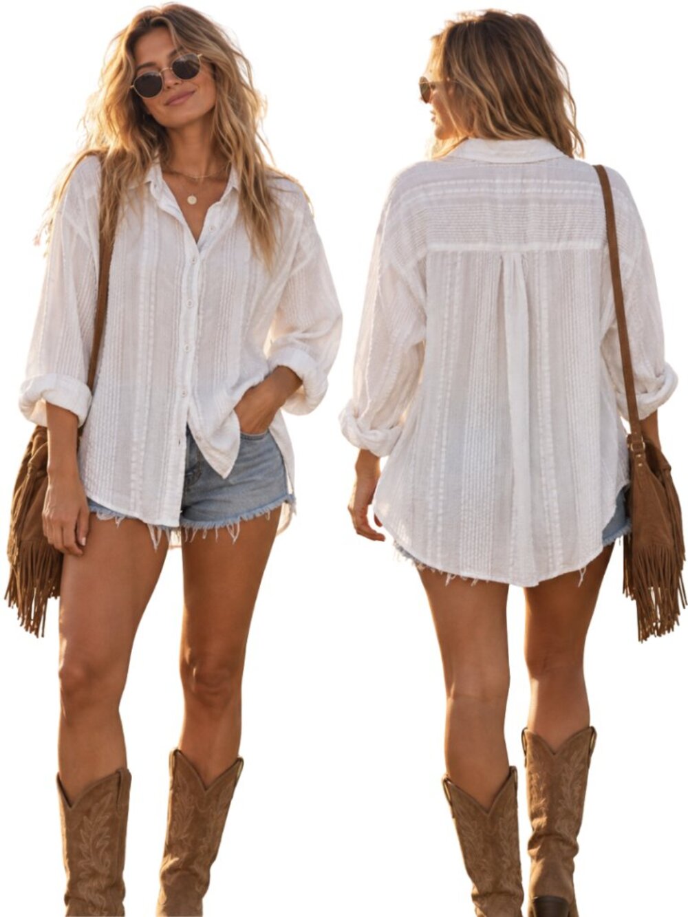 Aerie Striped Oversized Button Up Shirt Women's XS White Sheer Flowy Minimalist